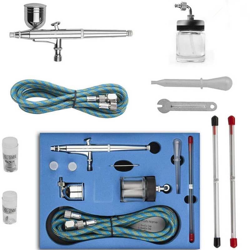 Side Feed Airbrush Kit 134K 0,2mm / 0,3mm / 0,5mm hành động kép Airbrush với 7cc / 20cc Cup cho bộ súng phun sơn để trang trí bánh, sơn, mô hình, vẽ, sơn xe